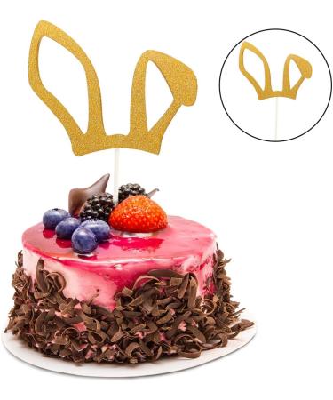 1 Pack Cute Easter Theme Cupcake Topper Decorative Cake Toppers Easter Festival Party Supplies Gold RabbitsLM - Buy Online on GoSupps.com