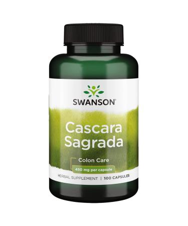 Swanson Cascara Sagrada - Herbal Supplement Promoting Colon Care & Overall Digestive Health - Soothes The GI Tract & Supports Regular Bowel Movements - (100 Capsules 450mg Each)