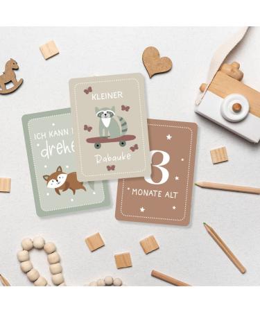 Life Compass Milestone Cards - 55 Magical Monthly Maps & Wooden Card Stand | Perfect Baby Shower Gift with Beautiful Packaging - Buy Online on GoSupps.com