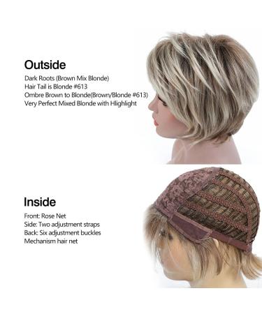 Rosa Star Ombre Brown Mixed Blonde Short Wig with Bangs | Natural Curly Synthetic Hair | Heat Resistant | Full Wig for Women - Buy Online on GoSupps.com