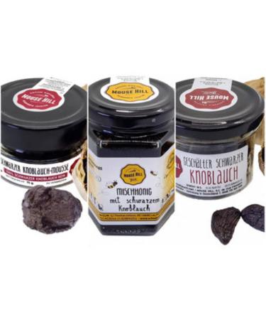 Tasting package consisting of honey mousse and peeled cloves - all with/from black garlic - fermented for 90 days - from Las Pedroneras Spain
