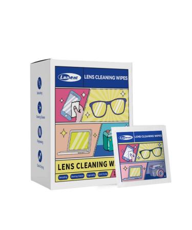 Lens Wipes for Eyeglasses Glasses Cleaner Individually Wrapped Pre-Moistened Lens Cleaning Wipes for All Optical Surfaces A Pack of 100 Highly Efficient Eye Glasses Wipes White