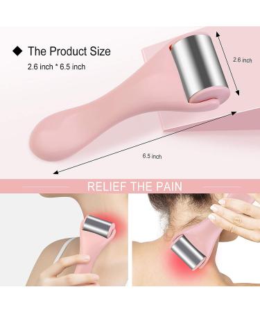 Pink Stainless Steel Ice Roller for Face & Eye - Pain Relief, Migraine, Puffiness - Cold Facial Roller for Redness, Headaches - Skincare Massager - Buy Online on GoSupps.com