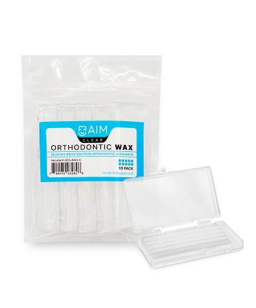 Orthodontic Wax for Braces 10 Pack. Dental Wax for Braces & Aligners Unscented Clear & Flavorless - 50 Premium Orthodontic Wax Strips Clear Cases Food Grade Ortho Brace Wax (Clear)