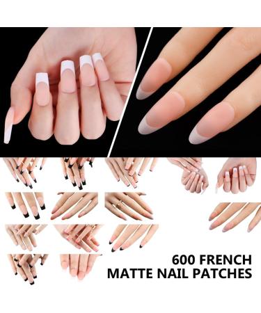 Ruarby Short Almond Press on Nail French Bowknot Fake Nail Acrylic False Nail Artificial Nail Glues on Nail for Womens Girls - Buy Online on GoSupps.com