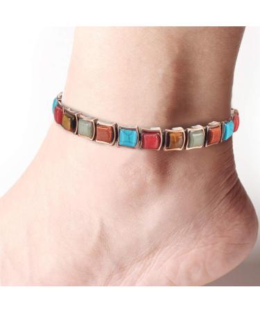 Copper Ankle Bracelet for Women - Pure Copper Turquoise Magnetic Anklet Jewelry 3500 Gauss - Shop Now - Buy Online on GoSupps.com