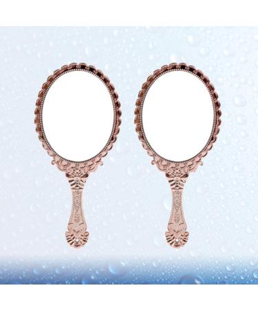 Beaupretty Vintage Hand Mirror 2pcs Set - Portable Cosmetic Barber Mirror for Salon & Travel in Rose Gold - Buy Online on GoSupps.com