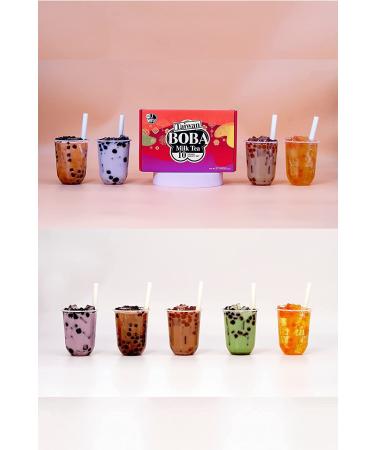 J WAY Instant Boba Bubble Pearl Variety Milk Tea Fruity Tea Kit with Authentic Brown Sugar Caramel Fruity Tapioca Boba  Ready in Under One Minute  Paper Straws Included - Gift Box - 10 Servings Variety Milk Tea with Fruity - Buy Online on GoSupps.com