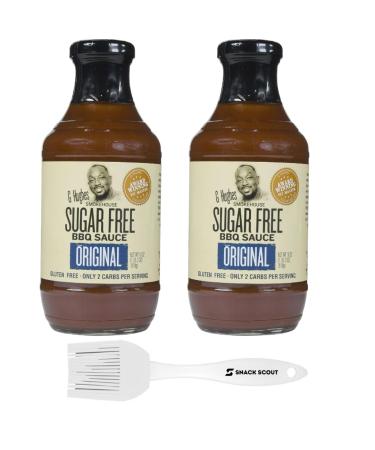 G Hughes Original Sugar Free BBQ Sauce (pack of 2) Bundled With Snack Scout Basting Brush