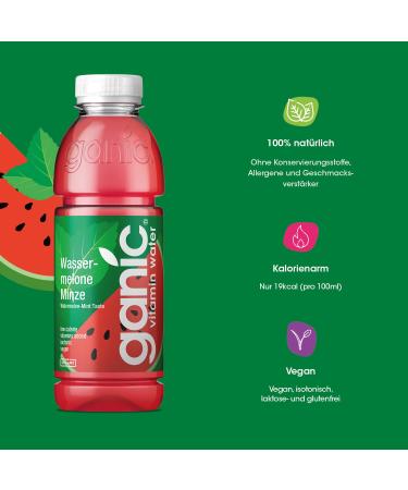 Organic Watermelon Mint Flavored Water - Isotonic Low Calorie Vegan - 100% Recycled PET (12 x 500ml) - Shop Now! - Buy Online on GoSupps.com