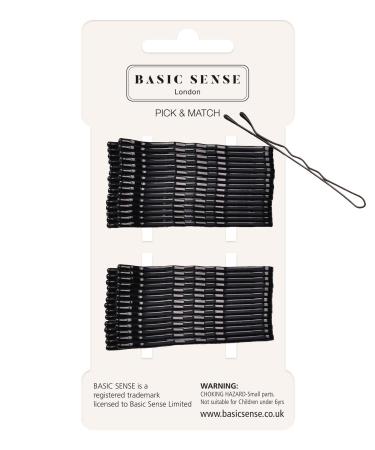 BasicSense 30pcs 48mm (1.8" inch) traditional metal bobby kirby wavy grips/pins Black