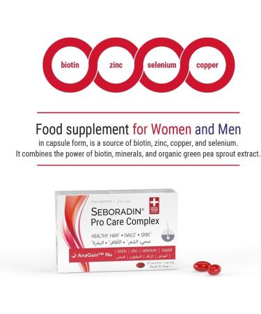 Seboradin Compl ment Alimentaire 30 G lules Vitamines Biotine S l nium Zinc Cuivre Peau Cheveux Ongles Pro Care Complex - Buy Online on GoSupps.com