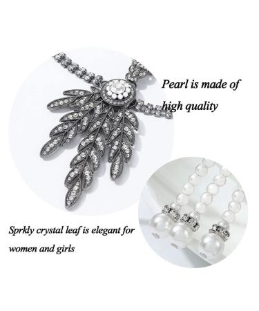 Aukmla 1920s Flapper Headband - Silver Rhinestone Leaf Pearl Headdress for Women and Girls - Buy Online on GoSupps.com