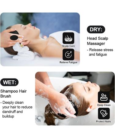 Hilph Silicone Scalp Massage Brush | Hair Scalp Brush for Wet & Dry Use | Improve Blood Circulation | Head & Hair Massage Brush - Black - Buy Online on GoSupps.com