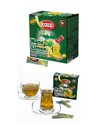 Koza mint lemon instant beverage powder stick individually packaged 50 pack |Powder for hot or cold drink |Turkish tea |Ice Tea powder |Iced tea |Fruit tea |Cay |Teepulver |