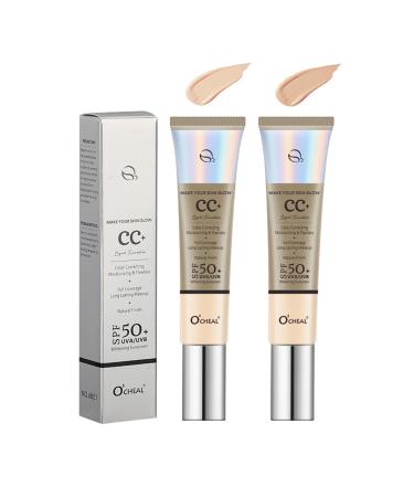 CC Cream Sunscreen Foundation SPF 50 for Face, Skin Tone Adjustment, Full Coverage Concealer Cream, Lightening Face Moisturizer, Long Lasting and Lightweight