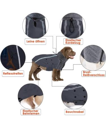 Slowton Winter Coat for Dogs - Waterproof Windproof Fleece Jacket with Turtleneck Scarf | Warm Gray Puppy Vest (S) - Shop Internationally! - Buy Online on GoSupps.com
