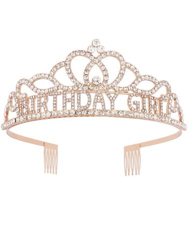 AOPRIE Diane Birthday Crowns for Women Gold Tiaras for Girls Crowns for Girls Rhinestone Crystal Decor Headband