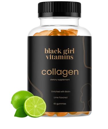 Black Girl Vitamins - Collagen Gummies for Hair Skin and Nail Support with Vitamin C Vitamin E and Biotin Gluten-Free (Lime) 60ct