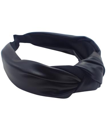 Topkids Accessories Leather-style Knot Alice Bands Adult Women Hair Accessories for Women Hair Bands for Women Thick Headband Womens Headbands Head Bands Adult Women Wide Headbands (Black)