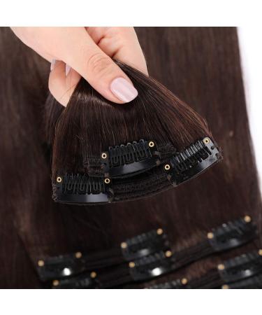 Clip in Extensions Real Hair - 8 PCs 18 Clips 100% Remy Dark Brown (60cm 170g) | International Shipping Available - Buy Online on GoSupps.com