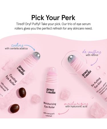 grace & stella Under Eye Brightener with Rose Quartz Rollerball - Hyaluronic Acid & Caffeine Eye Serum for Dark Circles & Puffiness - Valentines Day Gifts Travel Size Toiletries (15ml / 0.51floz) Moisturizing Eye Serum wit  - Buy Online on GoSupps.com