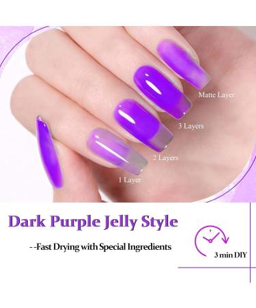 Jelly Nail Polish - Transparent Purple Nail Polish - Breathable Neon Jelly Style Nail Varnish - Air Dry Vegan Base Natural Nail Polish Long Lasting Air Dry No Need UV Nail Art - Buy Online on GoSupps.com