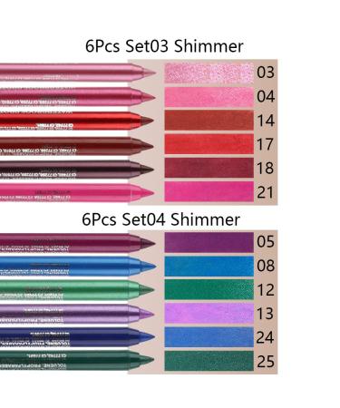 6Pcs Waterproof Glitter Eyeliner Pencils Set - Colorful Metallic Liquid Eye Liners for Women - Long Lasting Formula - Pack of 6 - Buy Online on GoSupps.com