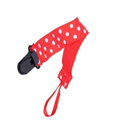 Pacifier holder universal holder leash non-toxic safe foldable for on the go (red dots)