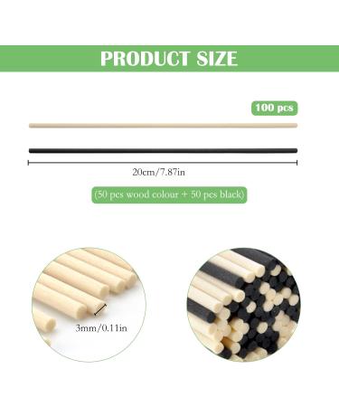 Vossot 100 Fragrance Sticks - Black & Natural Reed Diffuser Aroma Sticks for Home Office Hotel Spa | 20cm x 3mm Rattan Room Fragrance - Buy Online on GoSupps.com