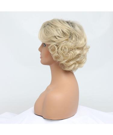 Bestung 613 Blonde Short Curly Wavy Wig with Bangs for Middle-Aged Women - Premium Synthetic Fashion Hair (Pack of 1) - Buy Online on GoSupps.com