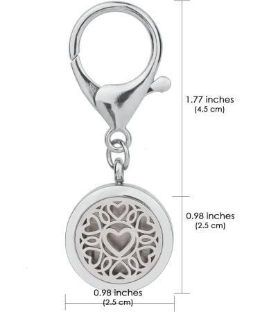 SHIDOW Essential Oil Diffuser Keychain - Aromatherapy Heart Pattern Key Ring for Women | Perfect Birthday & Valentine's Day Gifts - 3 Set Silver - Buy Online on GoSupps.com