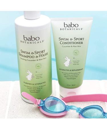 Babo Botanicals Purifying Swim & Sport Shampoo & Wash - Cucumber and Aloe Vera - 16 Fl Oz - Kids & Sensitive Skin (Pack of 1) - Buy Online on GoSupps.com