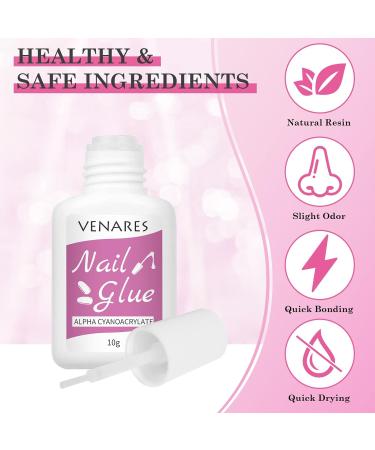 Venares 500-Piece Nail Tips Set with Glue - 10 Sizes Soft Gel Full Cover Fake Nails for Perfect Gel Manicures - Buy Online on GoSupps.com