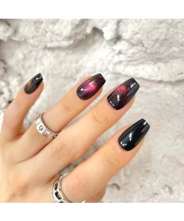 Redykat 30PCS Handmade Glossy Short Coffin Press On Nails - Cat Eye Magnetic Acrylic False Nails | Salon Quality Nail Art (Chase the Moon - Buy Online on GoSupps.com