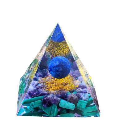 VNSTKWW Moonstone Crystal Orgone Pyramid Ogan Crystal Energy Tower Nature Lazurite Reiki 7 Chakra Crushed Stone Flower of Life Crystal Orgonite Pyramid Healing Chakra Pyramid Gift for Friend Berry