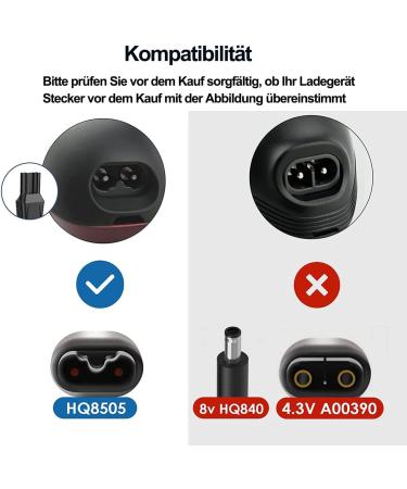 Razor 15V 5.4W Charger Cable Compatible with Philips Norelco HQ8505 9000 7000 3000 Series - Replacement for QT4022 PT860 AT750 S5050 QC PT RQ QG HQ - Buy Online on GoSupps.com