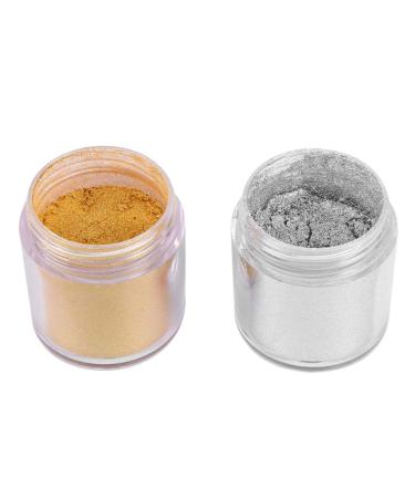 Nail art powder nail functions 15g of glossy metal powder-dust-magic-mirror-nail-art-art-manicure die decoration with brush (gold + silver)