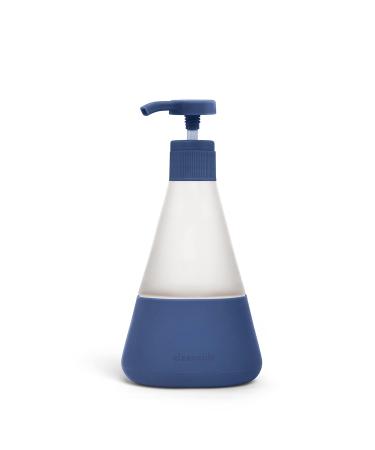 Cleancult Glass Hand Soap Dispenser with Pump, Refillable Glass 12oz Container, Shatter Resistant, Hand Soap, Body Wash, Non-Slip Grip, Matte Clear Frosted Finish, Kitchen & Bathroom Sink 1 Count (Pack of 1) Midnight Blue