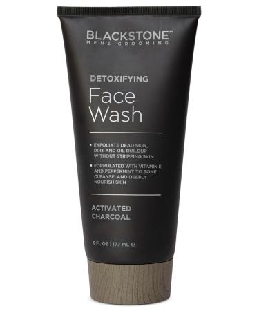 Blackstone Men's Grooming Detoxifying Face Wash with Vitamin E and Peppermint - Deep Cleansing & Exfoliating | Paraben & Cruelty Free | Made in USA - Activated Charcoal (6 Fl Oz)