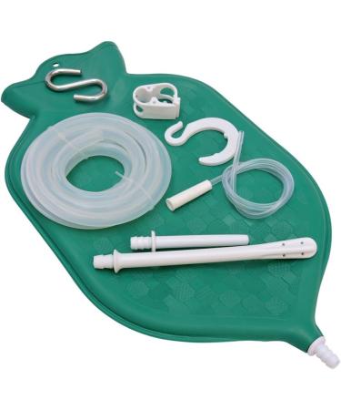 Enema Bag Kit for Colon Cleansing | Platinum Cured Silicone Hose - 2 Quart Green - Buy Online on GoSupps.com
