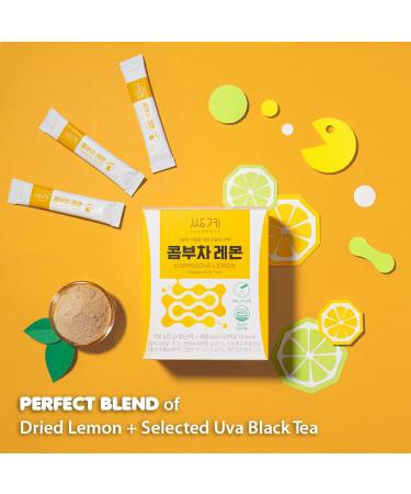 Ssanggye Kombucha Lemon Powder Stick Type (30 Sticks 5.3oz) - Sugar Free Fizzy Sparkling Fermented Tea with Live Probiotics & Prebiotics - Digestive Enzymes for Health Benefits - Buy Online on GoSupps.com