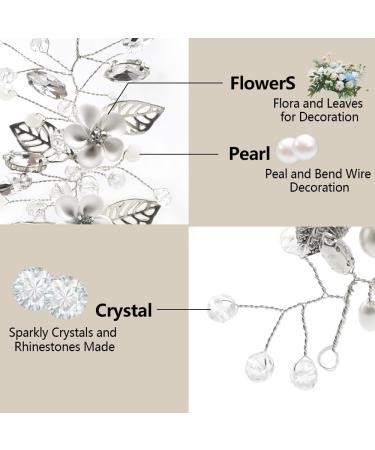 GOIYZTTR 2 Pieces Crystal Vines Flower Leaf Headpieces Bride Wedding Crystal Flower Vines HairPiece Elegant Silver Crystal Hair Accessories Suitable for Women and Girls - Buy Online on GoSupps.com