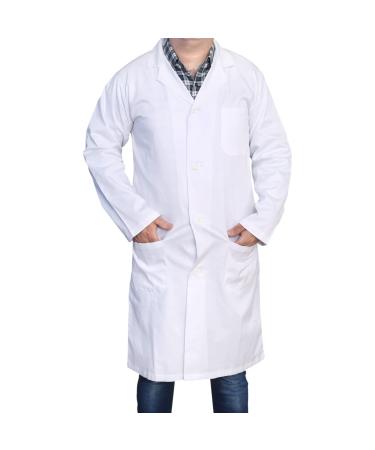 DR Uniforms By DR Instruments Unisex Lab Coat (60% Cotton / 40% Polyester) Sanforized to Prevent Shrinking - (White) - L White L