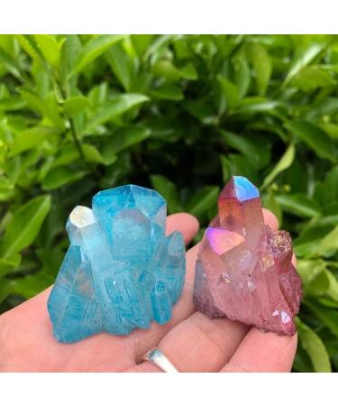 Home Decoration 2pcs Aura Crystal Cluster Angel Aura Titanium Quartz Crystal Specimen Minerals s