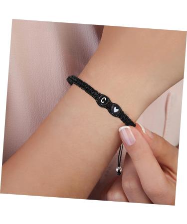 SOIMISS Black and White Heart Bracelet Beads for Friendship Bracelets Friendship Gift Heart Bracelet for Couples Simple Bracelet Initial Bracelet Women Bracelet Wrist Chain Miss Letter 6X6X0.5CM Black C - Buy Online on GoSupps.com