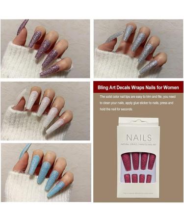 AUklOPVZZ 1 Set French Tip Press on Nails Solid Color Extension Shimmer Fingernails Decals Full Cover Salon Gifts Manicure Kit H33-Rosered jelly glue - Buy Online on GoSupps.com