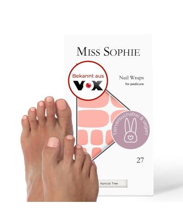 Miss Sophie Pedi Wraps - Apricot Tree Pedicure - Einnerbig Apricot Nail Wraps for Pedicure - 27 Ultra -D nne Self -adhesive long -lasting nail foils