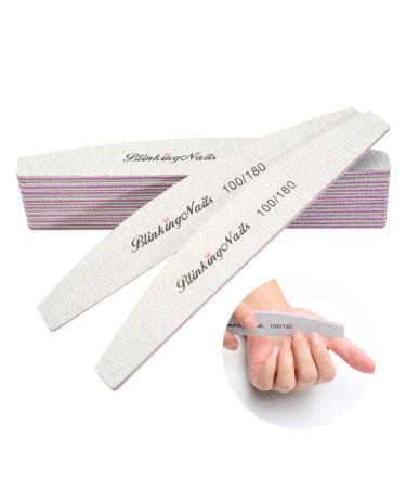 Nail Files and Buffers Professional Nail File 100/180 Grit Sanding File Set Double Side Washable Block Filen Nails Disposable Nail Files Bulk of Nail Art Tools 10 Piece