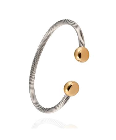 Magnetic Bracelets for Women 2-Tone Stainless Steel Magnetic Bracelet for Couples & Hea